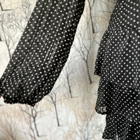 NWOT Francesca Mi Ami V-Neck Polka Dot Long Sleeve Dress Medium - Picture 6 of 11